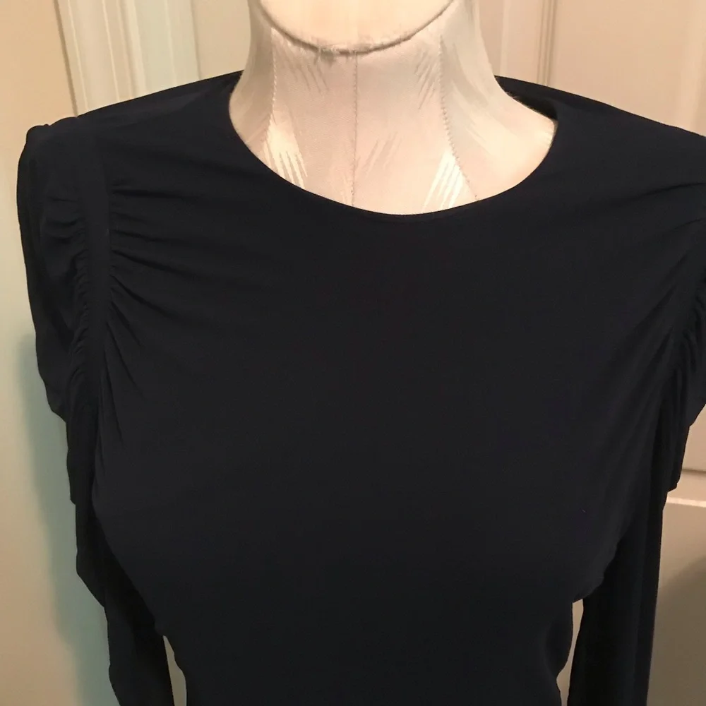 Alexander McQueen dress midi length navy ink color l/s size 44 $1390 - Picture 2 of 11